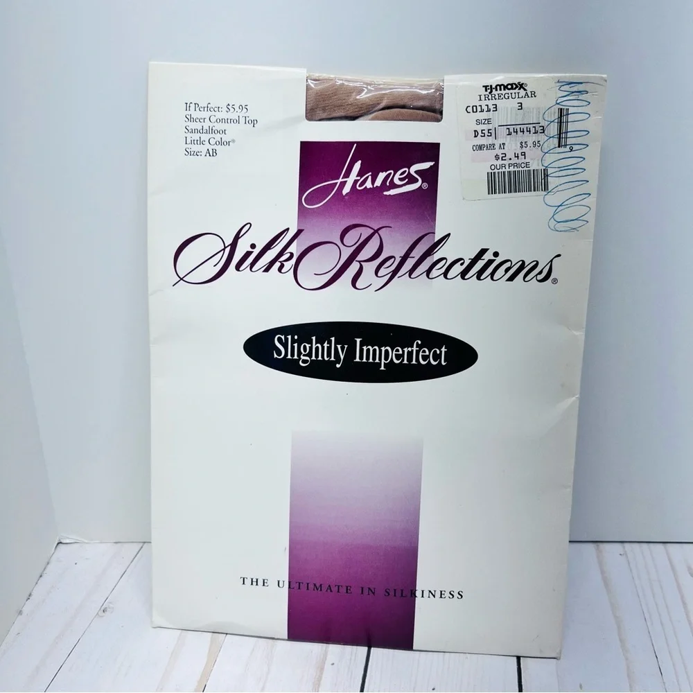VINTAGE Hanes Silk Reflections Sheer Control Top Hosiery Little Color Size AB